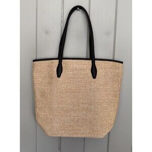 Madewell The Leather-Trimmed Straw Tote Double Handles Large NP319